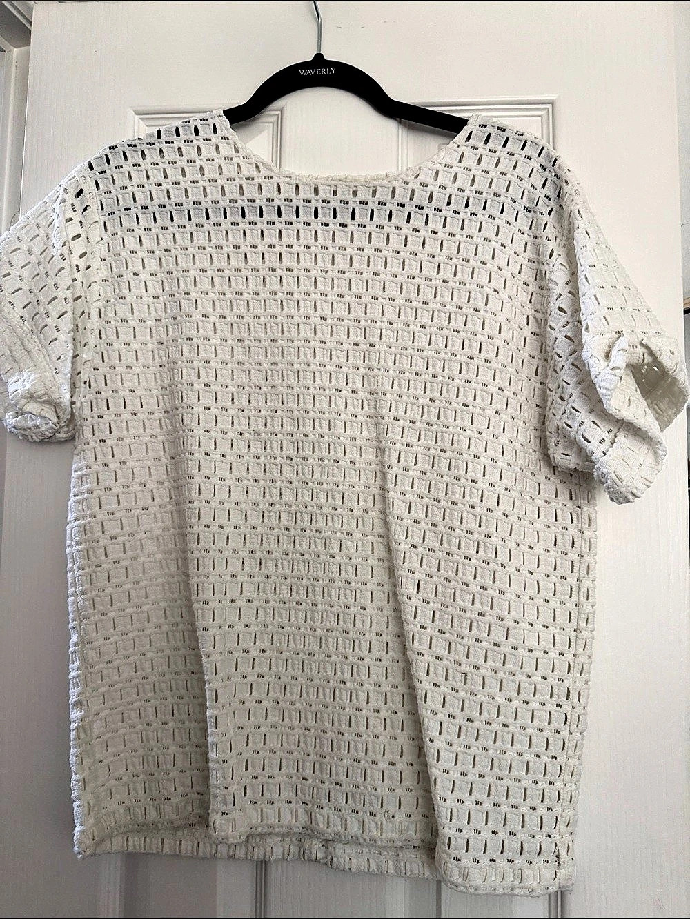 FRAME The Deco Eyelet Top Short Sleeve White Size Small